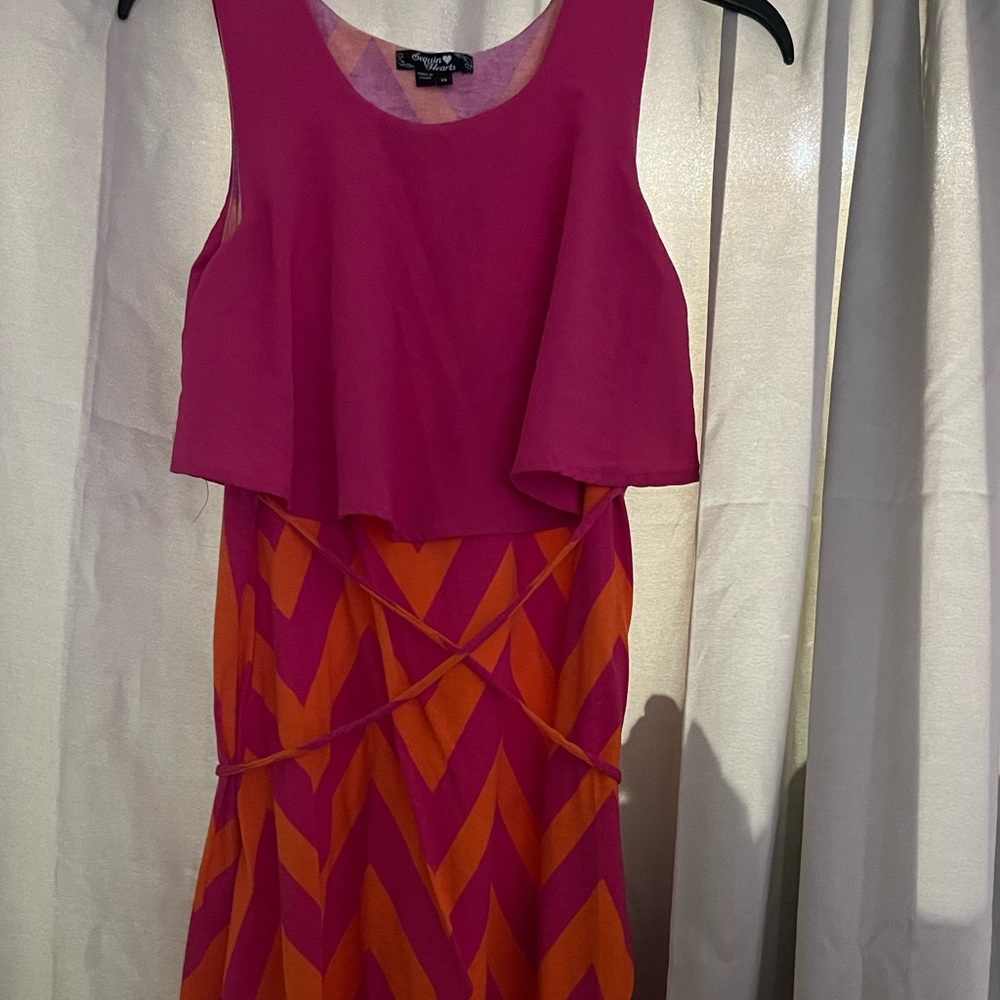 My Michelle chevron dress pink and orange size 14